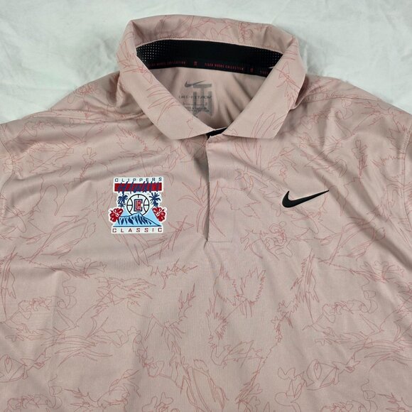 Nike Tiger Woods Mens Size Large Pink Polo Shirt Hawaii Clippers Classic Golf - Picture 3 of 11